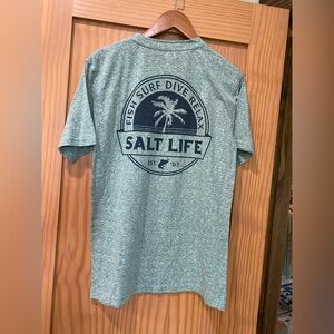 Salt Life Men’s Fish Surf Relax Heather Kelp Green Short Sleeve T-Shirt NWT  S